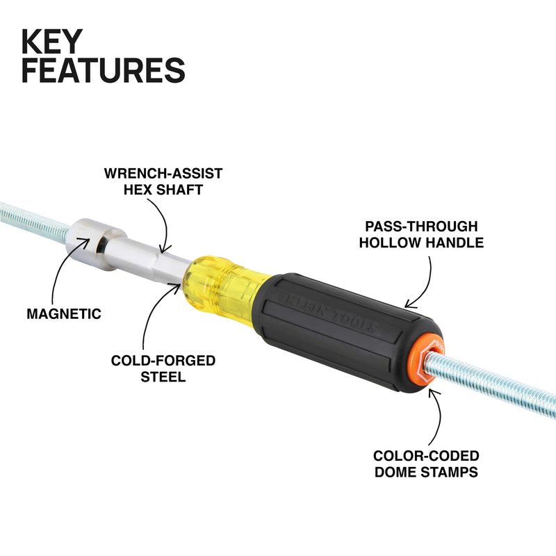 KLEIN TOOLS | Color-Coded Magnetic Hollow-Shaft Heavy-Duty Nut Driver, 9/16-Inch | #654916MAG