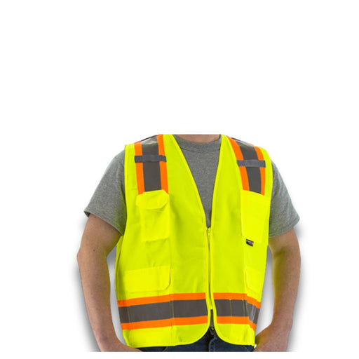 MAJESTIC | Yellow High Visibility Surveyors Vest with Two-Tone DOT Striping, ANSI 2, R | #75-3221-XXXL