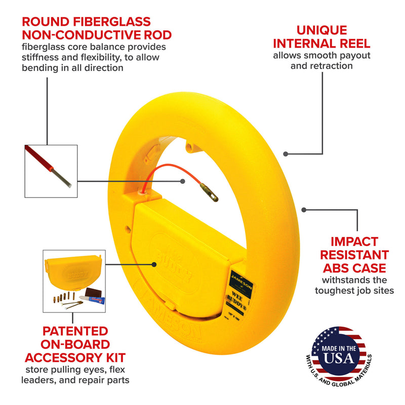 JAMESON | Wee Buddy® Fish Tape, 1/8 in. x 150 ft. with Kit | #8-15-150K