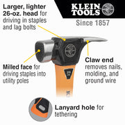 KLEIN TOOLS | Lineman's Claw Milled Hammer | #832-26