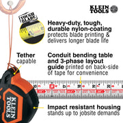 KLEIN TOOLS | Tape Measure, 25-Foot Magnetic Double-Hook | #9225