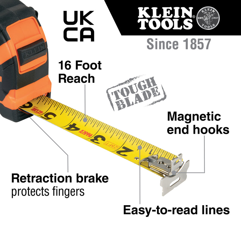 KLEIN TOOLS | Tape Measure, 25-Foot Magnetic Double-Hook | #9225