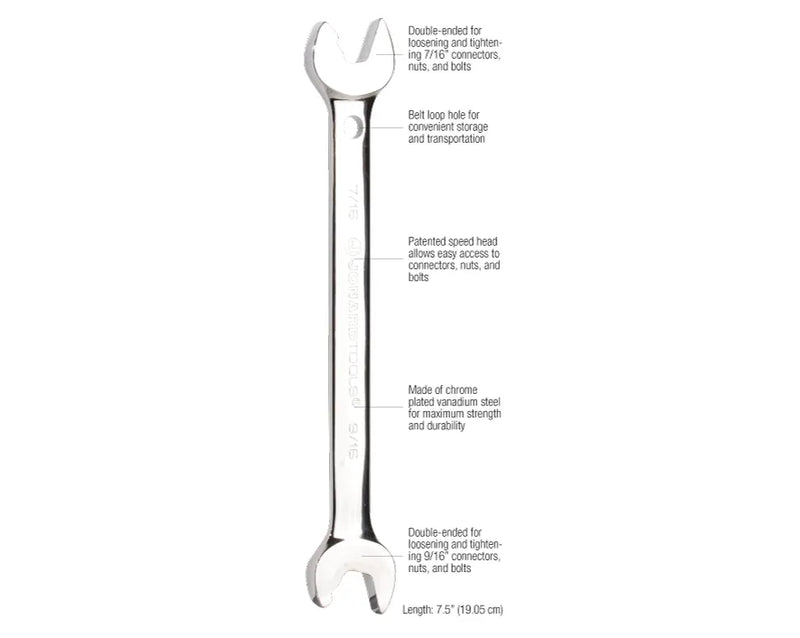 JONARD | Double-Ended Speed Wrench, 7/16 inch and 9/16 inch | #ASW-7916