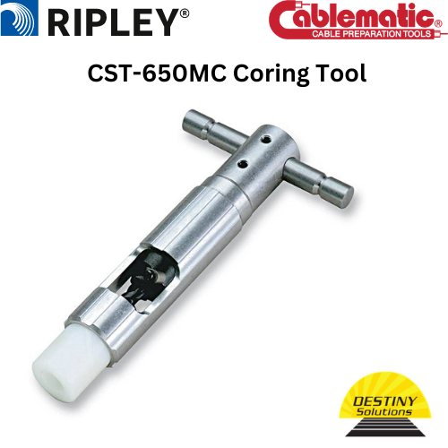 Ripley Cablematic #33900 | CST-650MC | Coring/Strip Tool Standard "T"  Handle + Separate 3/8" Drill Adapter | 500 kcmil CommScope (Trilogy) MC cables