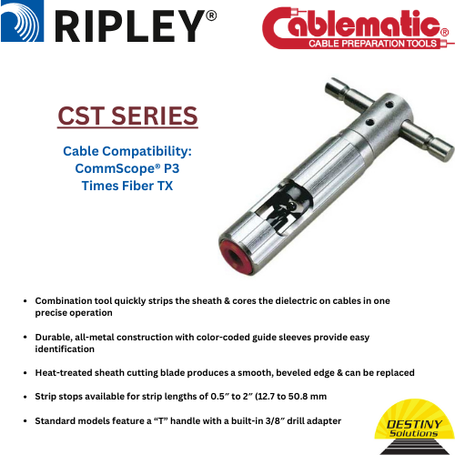 Ripley Cablematic #33863 | Model #CST 700TX | Coring, Stripping & Chamfering Tool with 3/8ʺ Drill Adapter