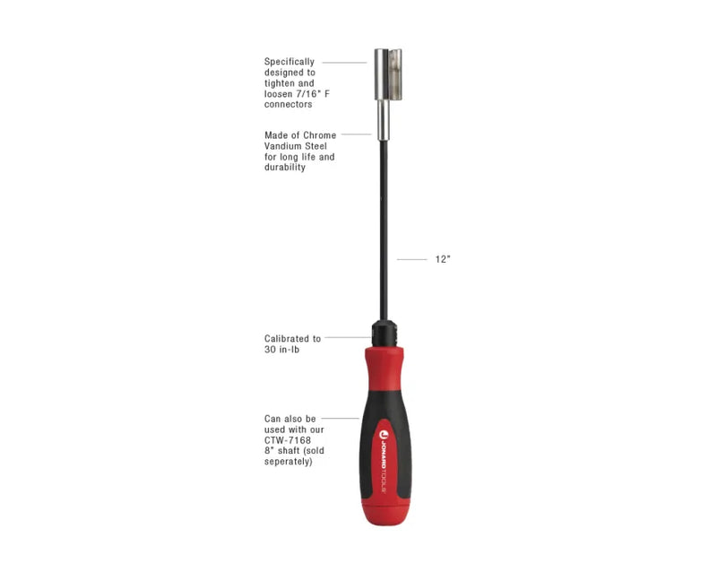 JONARD | F Connector Torque Wrench, 30 in-lb, 12 inch | #CTW-716312