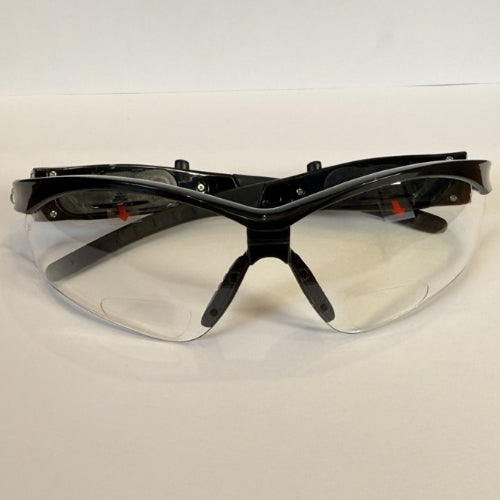 DESTINY SOLUTIONS | SAFETY GLASSES W/CLEAR LENS, BLACK FRAME & LED TEMPLES | #SB6310SPLED