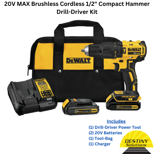DeWalt | 20V MAX Brushless Cordless 1/2"Compact Hammer Drill-Driver Kit | #DCD805D2