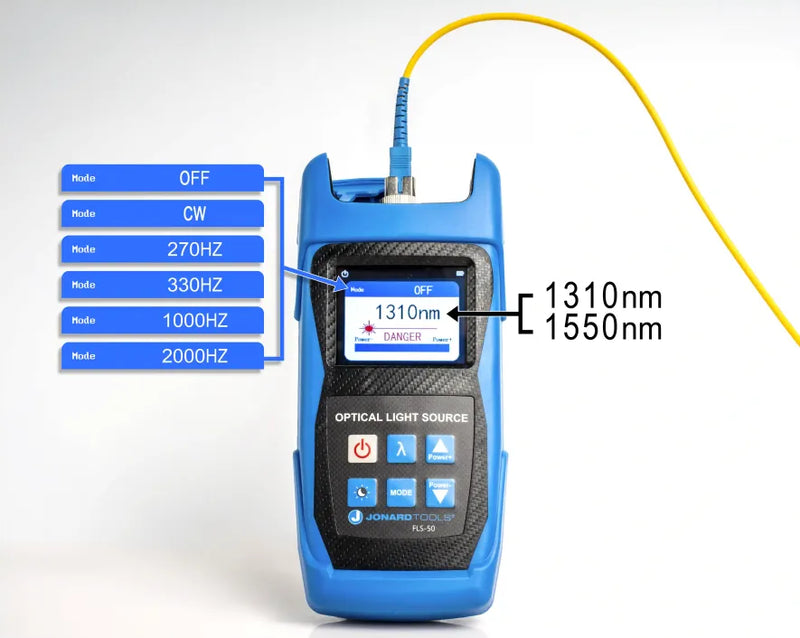 JONARD | Optical Light Source with FC/LC/SC Adapters for PC/UPC Connectors | #FLS-50