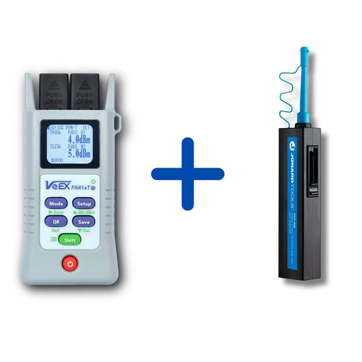 FX41xT PON Terminated Power Meter, 1G/10G - 1490/1577nm with VFL & FCC-250 Fiber Cleaner | #FX41-FCC250