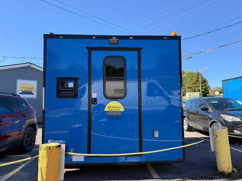 SMG TRAILERS | Indigo Blue PRE-OWNED 8.5x12 Flat Nose Fiber Splicing Trailer | #FST-8.5X12-PO-B