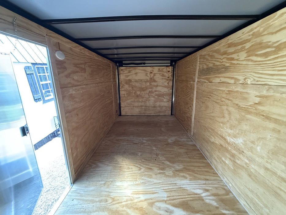 SMG TRAILERS | 7x14 Tandem Cargo Trailer with Ramp and Side Door. Interior light. Grey/Black | #TRL-7X14TA