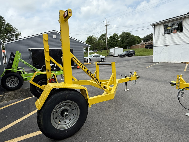 DESTINY SOLUTIONS | Heavy Duty Adjustable Height Reel Trailer with strand carrier bar in front - 7,000lb Capacity | #RTM-7KFB-Y-S