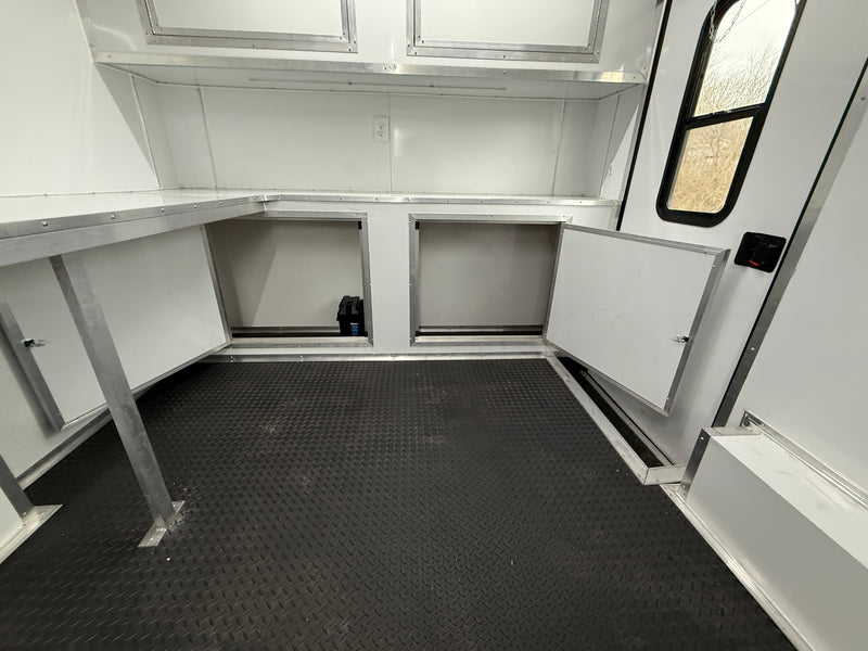 SMG TRAILERS | Indigo Blue PRE-OWNED 8.5x12 Flat Nose Fiber Splicing Trailer | #FST-8.5X12-PO-B
