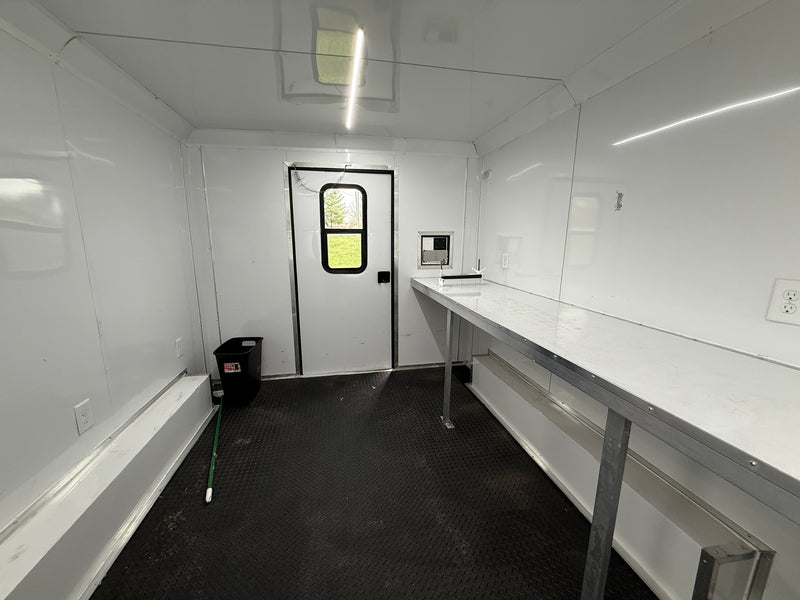 SMG TRAILERS | Indigo Blue PRE-OWNED 8.5x12 Flat Nose Fiber Splicing Trailer | #FST-8.5X12-PO-B