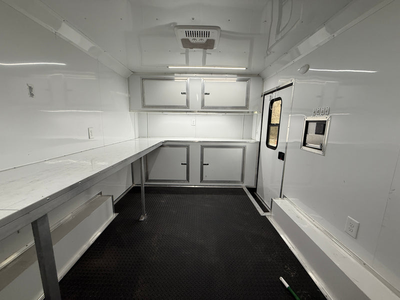 SMG TRAILERS | Indigo Blue PRE-OWNED 8.5x12 Flat Nose Fiber Splicing Trailer | #FST-8.5X12-PO-B