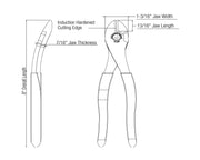 JONARD | High Leverage Diagonal Cutting Pliers, Angled Head, 8" | #JIC-2488