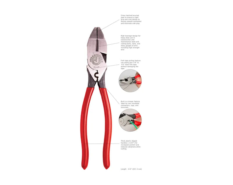 JONARD | Lineman's Pliers with Fish Tape Puller & Crimper | #JIC-685
