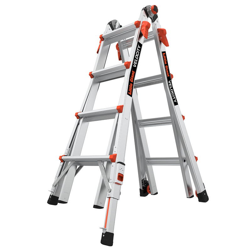 LITTLE GIANT LADDER | Aluminum Velocity Articulating Ladder with Leg Levelers, Type IA, 300lb Load Capacity, Model 17 | #15417-801