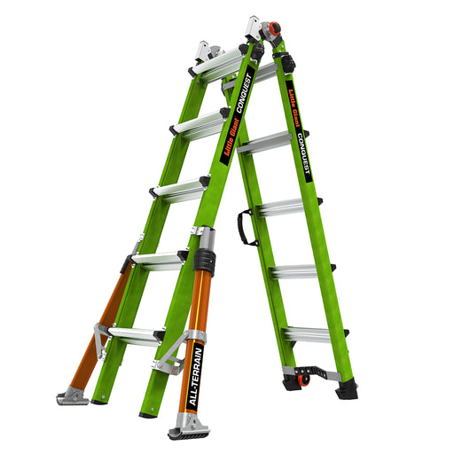 LITTLE GIANT LADDER | Conquest All-Terrain Fiberglass  Articulated Extendable Ladder, Type IA, 300lb Load Capacity, Model 22 | #17102-001