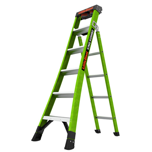 LITTLE GIANT LADDER | King Kombo Professional 6' Fiberglass  Ladder, Type IAA, 375lb Load Capacity | #13906-001