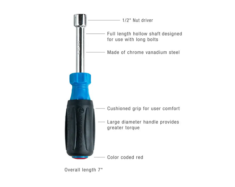JONARD | 1/2 inch Hollow Nut Driver, 3 inch Shaft | #ND-63012