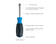 JONARD | 3/8 inch Hollow Nut Driver, 3 inch Shaft | #ND-63038