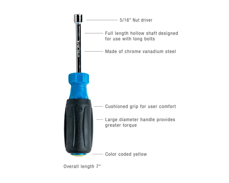 JONARD | 5/16 inch Hollow Nut Driver, 3 inch Shaft | #ND-630516