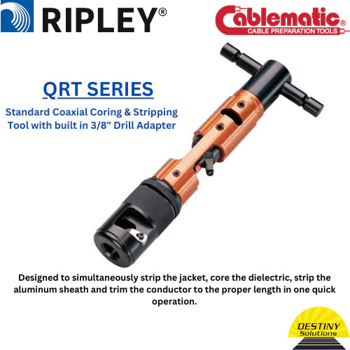 Ripley Cablematic #34641 | Model # QRT-540 | Coring & Stripping Tool Kit for QR, TX10, ACE/ACW cable size 540 kcmil | Standard "T" Handle with Built-In Drill Adapter