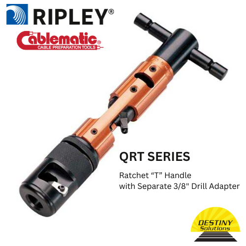 Ripley Cablematic #33505 | Model #QRT-500-R | Coring & Stripping Tool Kit for QR, TX10, ACE/ACW cable size 500 kcmil | Ratchet "T" Handle