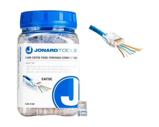 JONARD | CAT5e RJ45 Pass-Through Connectors (Pack of 100) | #RJ45-5100