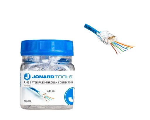 JONARD | CAT5e RJ45 Pass-Through Connectors (Pack of 50) | #RJ45-550