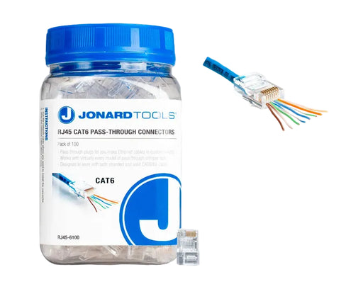 JONARD | CAT6 RJ45 Pass-Through Connectors (Pack of 100) | #RJ45-6100