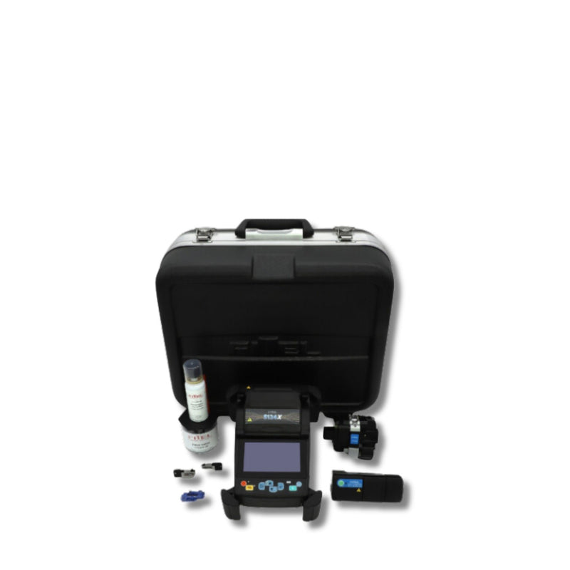 Ribbon Fusion Splicer Kit with 250um pitch 12-Fiber V-groove Installed + Thermal Stripper + Ribbon Cleaver + Fiber Holders | #S124X-KIT