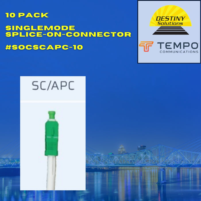 TEMPO | SC/APC Singlemode Splice on Connector (10 PK) | #SOCSCAPC-10