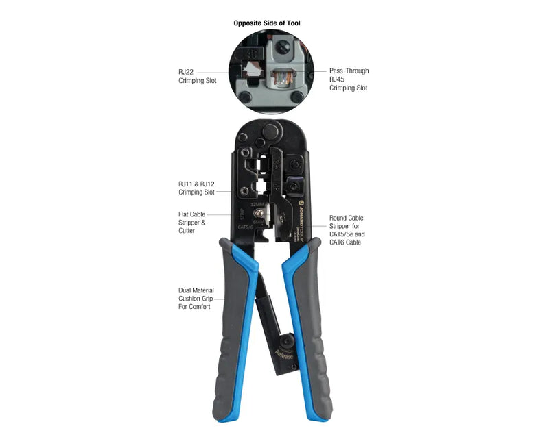 JONARD | 6-in-1 Crimping Tool, RJ45 Pass-through & RJ11/12 Modular | #UC-4569
