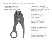 JONARD | COAX Stripping Tool for RG59, RG6, RG7, RG11 Cables with Cable Stop | #UST-125