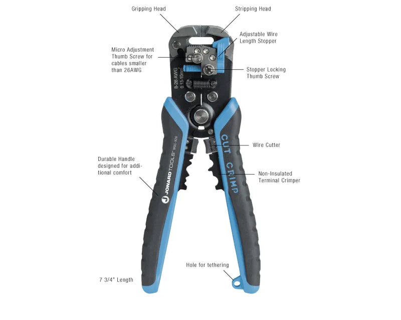 JONARD | Wire Stripper & Crimper, 8-26 AWG | #WSC-826