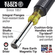 Klein Tools | Nut Driver Set, Magnetic Nut Drivers, 6-Inch Shafts, 7-Piece | #647M