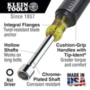 KLEIN TOOLS | Nut Driver Set, 3-Inch Shafts, Cushion-Grip™, 7-Piece | #631
