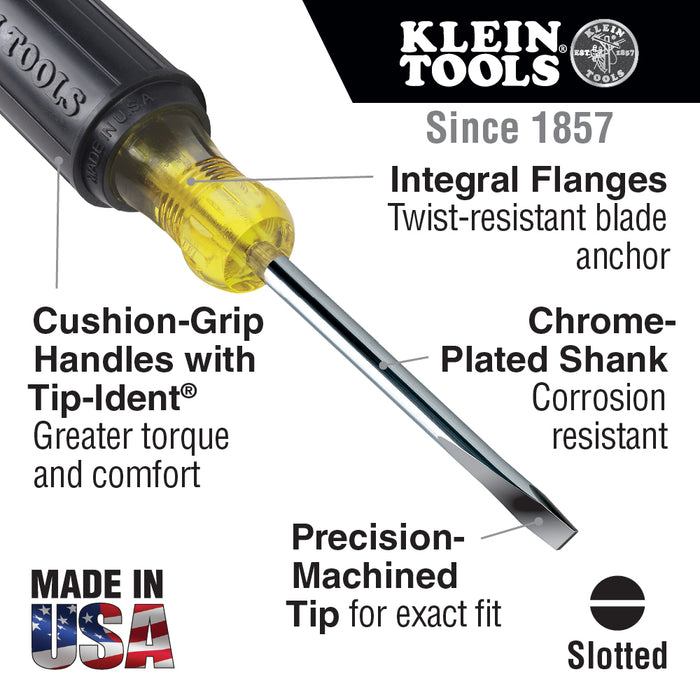 Klein Tools | 1/4-Inch Keystone Screwdriver, 4-Inch Round Shank | #602-4