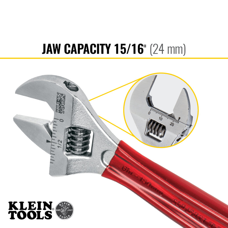 Klein Tools | Adjustable Wrench Extra Capacity, 6-1/2-Inch | #D507-6