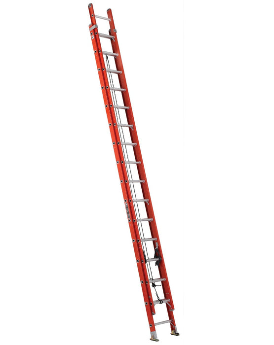 LOUISVILLE LADDER | 32' Fiberglass Extension Ladder with V-Rung Pole Grip and Strand Hooks | #FE3232-E03