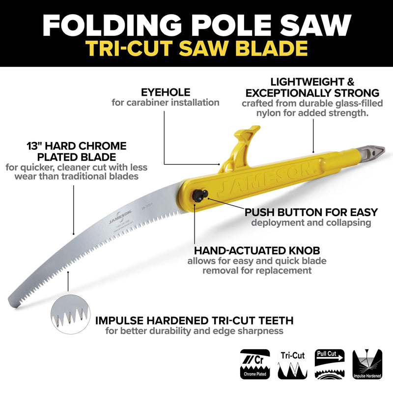 JAMESON | Folding Pole Saw Head with 13 in. Barracuda Tri-Cut Saw Blade | #PS-4FS