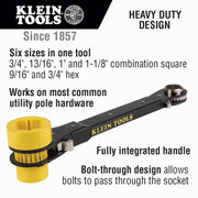 KLEIN TOOLS | 6-in-1 Lineman's Ratcheting Wrench, Heavy-Duty | #KT155HD