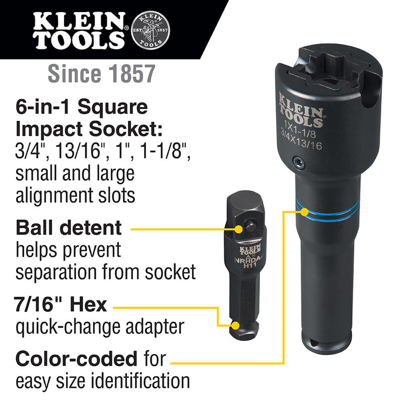 KLEIN TOOLS | 6-in-1 Square Impact Socket | #NRHD4