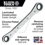 KLEIN TOOLS | Ratcheting Box Wrench 3/8 x 7/16-Inch | #68201