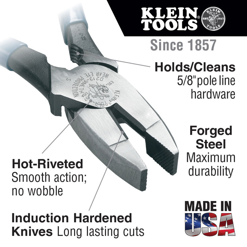 KLEIN TOOLS | Lineman's Bolt-Thread Holding Pliers, 9-Inch | #D213-9NETH