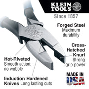 Klein Tools | Lineman's Square Nose Pliers, 9-Inch | #D213-9