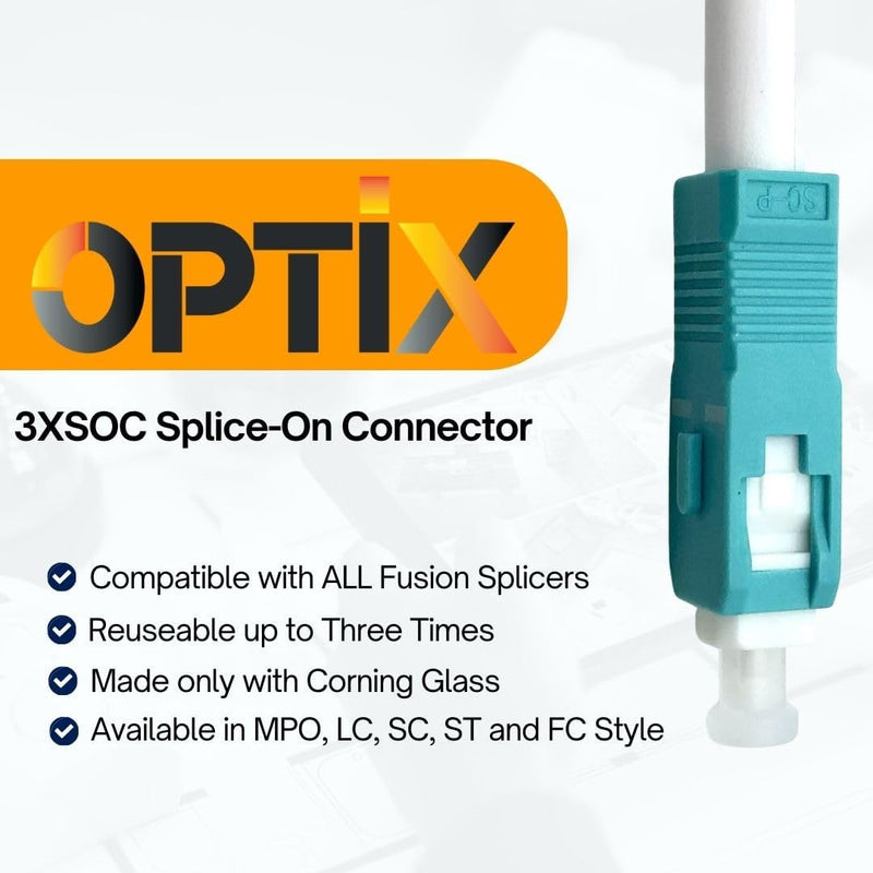 OPTIX | 3X SC 900um Single Mode APC Splice-on Connector (Ten Pack) | #3XSOC-SCA-SM-09-10